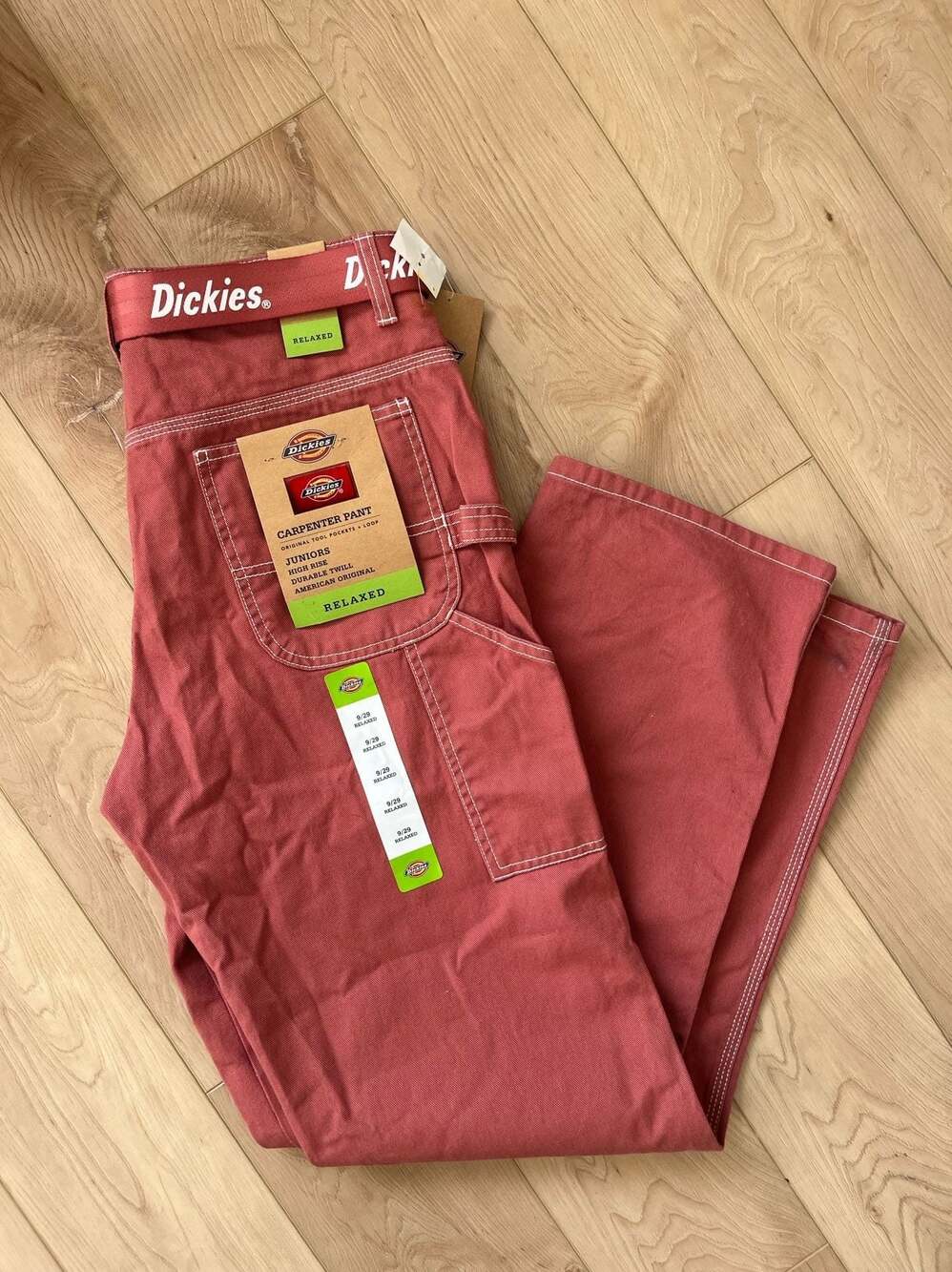 Dickies Juniors Relaxed Fit High Rise Carpenter Pants, English Red, Size 9/29